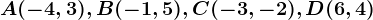 A(-4,3),B(-1,5), C(-3,-2), D(6,4)