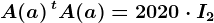 A(a)+\, ^tA(a)=2020\cdot I2