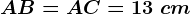 AB=AC=13\ cm