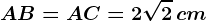 AB=AC=2\sqrt2\, cm