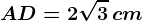 AD=2\sqrt3\, cm
