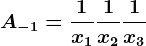 A-1=\frac1x1+\frac1x2+\frac1x3