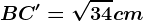 BC'=\sqrt34 cm