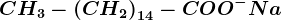 CH3-\left ( CH2 \right )14-COO^-Na^+