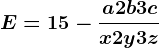 E=15-\fraca+2b+3cx+2y+3z