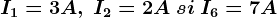 I1=3A, \: I2=2A\: si\: I6=7A
