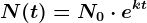 N(t)=N0\cdot e^kt