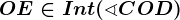 OE\in Int(\sphericalangle COD)