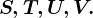 S, T, U, V.