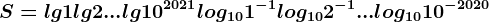 S=lg1+lg2+...+lg10^2021+log101^-1+log102^-1+...+log1010^-2020