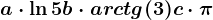 a\cdot \ln5+b\cdot arctg(3)+c\cdot \pi