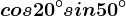 cos 20^\circ+sin 50^\circ