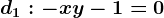d1:-x+y-1=0