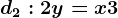 d2: 2y=x+3