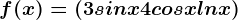 f(x)=(3sinx + 4cosx + lnx)