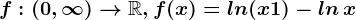 f:(0,+\infty )--> \mathbbR, f(x)=ln(x+1)-ln\, x
