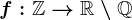 f:\mathbbZ-->\mathbbR\setminus\mathbbQ