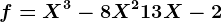 f=X^3-8X^2+13X-2