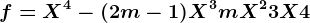 f=X^4-(2m-1)X^3+mX^2+3X+4