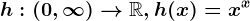 h:(0,\infty )--> \mathbbR, h(x)=x^x