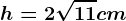 h=2\sqrt11cm