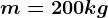 m=200 kg