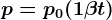 p=p0(1+\beta t)