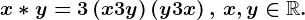 x*y=3+\left ( x+3y\right )\left ( y+3x\right ),\, x,y\in \mathbbR.