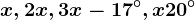 x,2x,3x-17^\circ,x+20^\circ