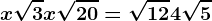 x\sqrt3+x\sqrt20=\sqrt12+4\sqrt5