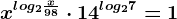 x^log2\fracx98\cdot 14^log27=1