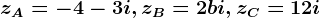 zA=-4-3i,zB=2+bi,zC=1+2i